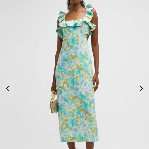 Zimmerman High Tide Frilled Midi Dress - Picture 2 of 8